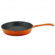 Сковорода для подачи 15,5 см h4 см круглая с ручкой оранжевая эмаль чугун P.L. Proff Cuisine