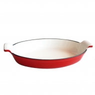 Сковорода для подачи 26,5*15,6 см овальная красная эмаль чугун P.L. Proff Cuisine