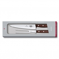 Набор ножей: универсальный нож 19 см вилка для мяса 15 см, ручка розовое дерево Victorinox