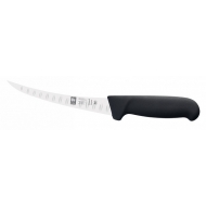 Нож обвалочный 150/290 мм. изогнутый (узкое лезвие, с бороздками) черный SAFE Icel /1/6/