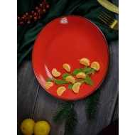 Тарелка 24 см безбортовая фарфор цвет красный Seasons