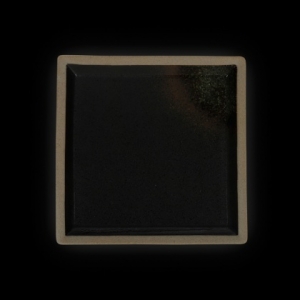Тарелка квадратная 200 мм черная с зеленым Сorone Rustico