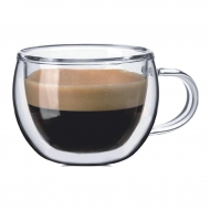 Чашка для кофе 80 мл. набор 2 шт. двойные стенки термостекло P.L. Proff Cuisine [1]