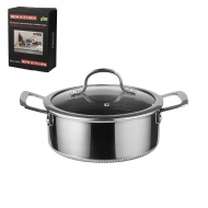 Кастрюля 2,6 л 20/18*15 см с крышкой New Kitchen Honeycombs нерж. с антиприг. покр. ИНДУКЦИЯ Кастрюля 2,6 л 20/18*15 см с крышкой New Kitchen Honeycombs нерж. с антиприг. покр. ИНДУКЦИЯ