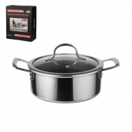 Кастрюля 7 л 28/25,5*19,5 см с крышкой New Kitchen Honeycombs нерж. с антиприг. покр. ИНДУКЦИЯ Кастрюля 7 л 28/25,5*19,5 см с крышкой New Kitchen Honeycombs нерж. с антиприг. покр. ИНДУКЦИЯ