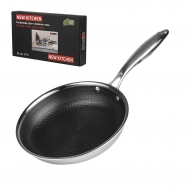 Сковорода 24/17,5 см h5 см New Kitchen Honeycombs нерж. с антиприг. покр. ИНДУКЦИЯ