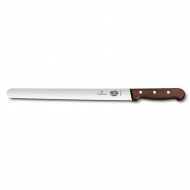 Нож для нарезки 300 мм волнистое лезвие, закругленное острие, ручка Victorinox Rosewood