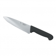 Нож поварской 200 мм черная пластиковая ручка, волнистое лезвие, PRO-Line P.L.