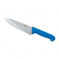 Нож поварской 200 мм синяя пластиковая ручка, волнистое лезвие, PRO-Line P.L.