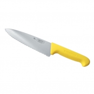 Нож поварской 200 мм желтая пластиковая ручка, волнистое лезвие, PRO-Line P.L.