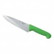 Нож поварской 200 мм зеленая пластиковая ручка, волнистое лезвие, PRO-Line P.L.