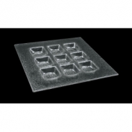 Тарелка квадрат l=200*200 мм. 9-ти секционная прозр. стекло 3D (2020-9044-24-003)
