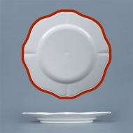 Тарелка мелкая d 21 см h 2 см, фарфор, Grazia, кант красный