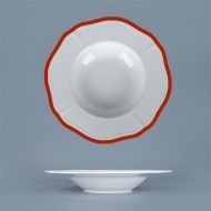 Тарелка глубокая / для пасты 280 мл, d 24,5 см h 4,3 см, фарфор, Grazia, кант красный