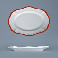 Блюдо овальное 32,5x23 см h 3 см, фарфор, Grazia, кант красный/6