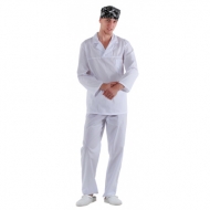 Куртка работника кухни мужская белая с белым воротником [00100]