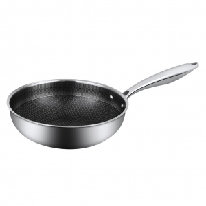 Сковорода Вок (WOK) 28/19 см, h 8,6 см New Kitchen Honeycombs нерж. с антиприг. покр. ИНДУКЦ Сковорода Вок (WOK) 28/19 см, h 8,6 см New Kitchen Honeycombs нерж. с антиприг. покр. ИНДУКЦ
