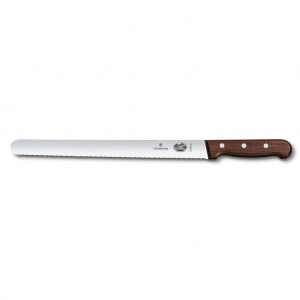 Нож для нарезки 300 мм волнистое лезвие, закругленное острие, ручка Victorinox Rosewood