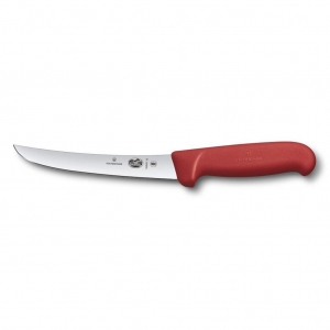 Нож обвалочный 150 мм изогнутый, ручка фиброкс красная Victorinox Fibrox