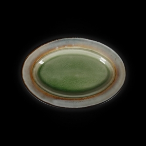 Блюдо овальное декоративное 272х186 мм серый+зеленый Corone Tesoro