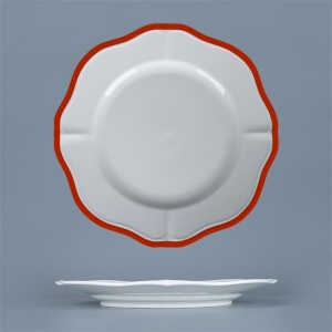 Тарелка мелкая d 25,5 см h 2,2 см, фарфор, Grazia, кант красный