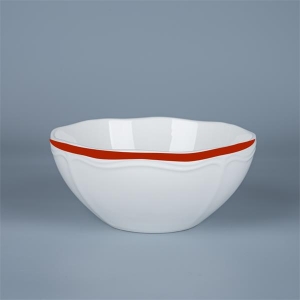 Салатник 750 мл, d 15,5 см h 7 см, фарфор, Grazia, кант красный/6 Салатник 750 мл, d 15,5 см h 7 см, фарфор, Grazia, кант красный/6