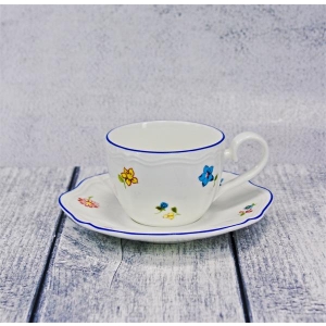 Чашка 220 мл, 12,5x8,8 см h 6,3 см, фарфор, Grazia с деколью Цветы Чашка 220 мл, 12,5x8,8 см h 6,3 см, фарфор, Grazia с деколью Цветы